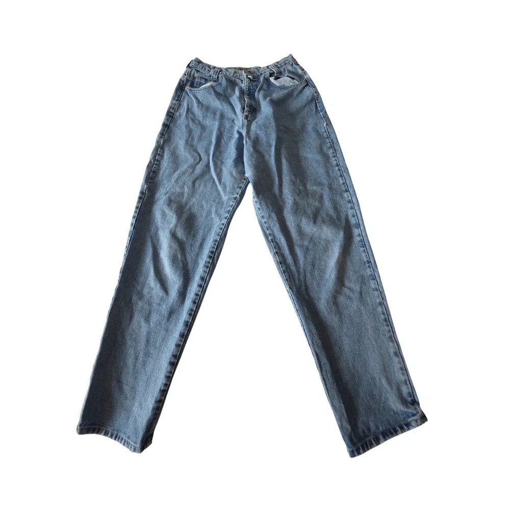 Vintage‎ Mom Jeans High Rise Tapered 100% Cotton 14 Light Wash Distressed 90s